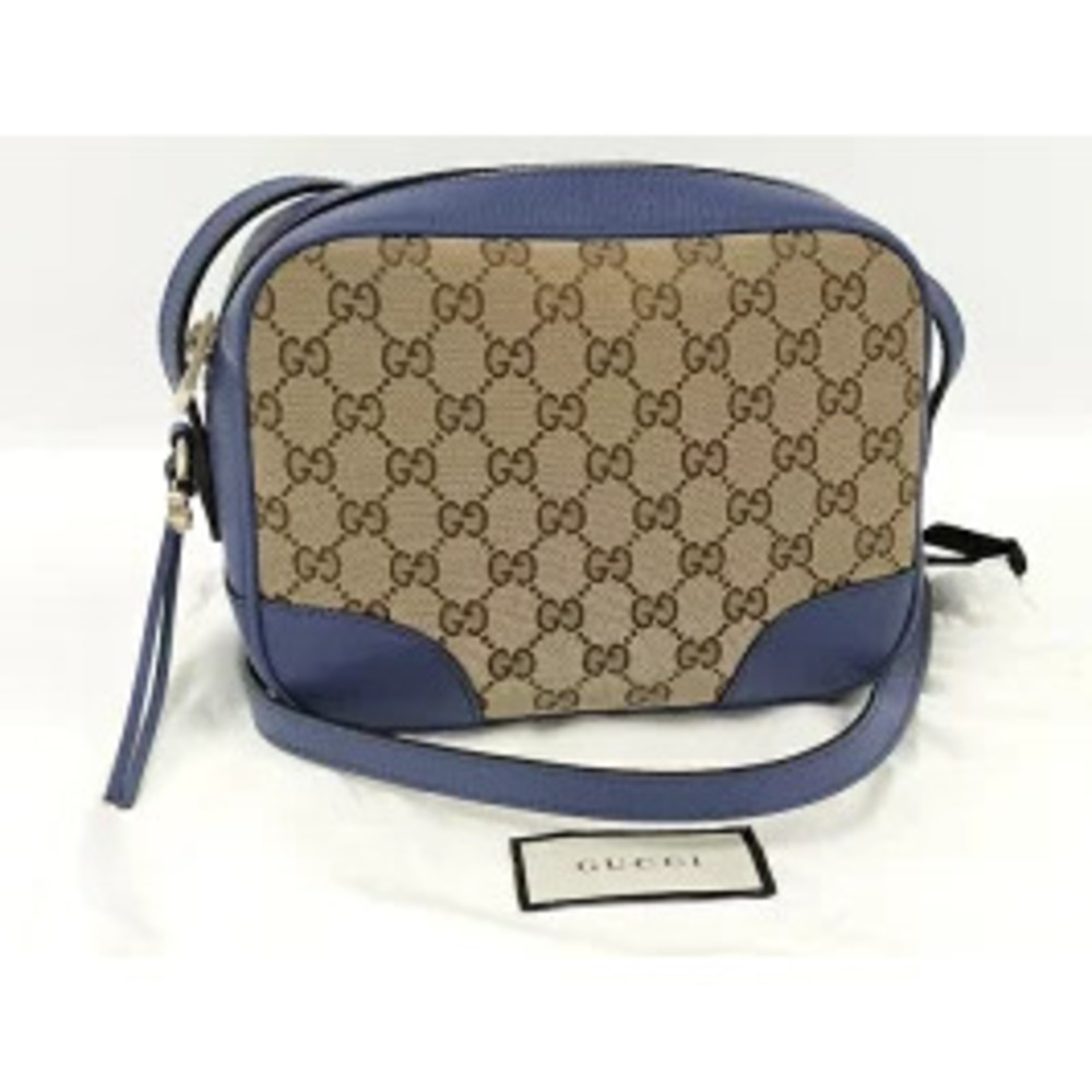 GUCCI Shoulder Bag GG Canvas Leather Beige Brown Blue - Picture 9 of 9